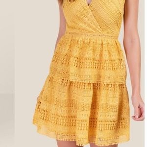 Miami Yellow Lace Crochet Dress